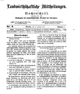 Landwirthschaftliche Mittheilungen Sonntag 10. Januar 1875