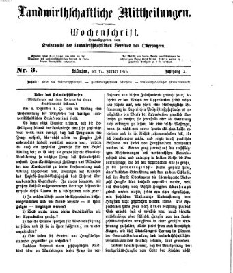 Landwirthschaftliche Mittheilungen Sonntag 17. Januar 1875