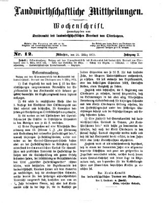 Landwirthschaftliche Mittheilungen Sonntag 21. März 1875