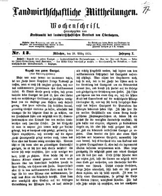 Landwirthschaftliche Mittheilungen Sonntag 28. März 1875