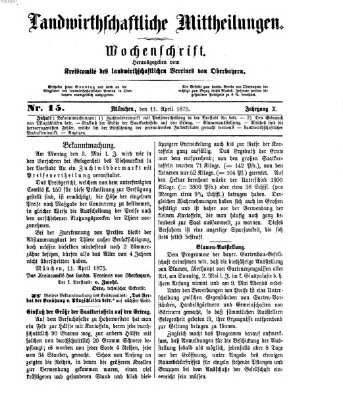 Landwirthschaftliche Mittheilungen Sonntag 11. April 1875