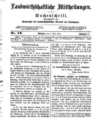 Landwirthschaftliche Mittheilungen Sonntag 9. Mai 1875