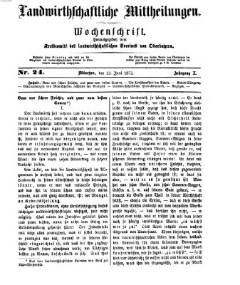 Landwirthschaftliche Mittheilungen Sonntag 13. Juni 1875