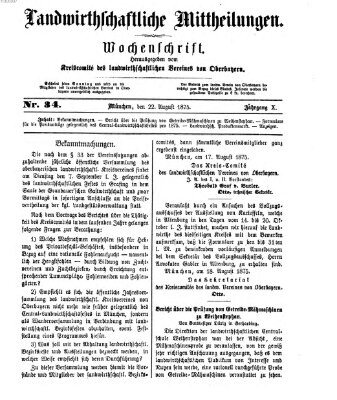 Landwirthschaftliche Mittheilungen Sonntag 22. August 1875