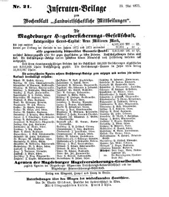 Landwirthschaftliche Mittheilungen Sonntag 23. Mai 1875