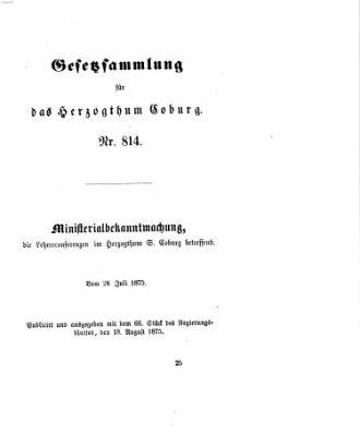 Gesetz-Sammlung für das Herzogtum Coburg (Coburger Regierungs-Blatt) Mittwoch 18. August 1875