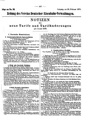 Zeitung des Vereins Deutscher Eisenbahnverwaltungen (Eisenbahn-Zeitung) Freitag 26. Februar 1875