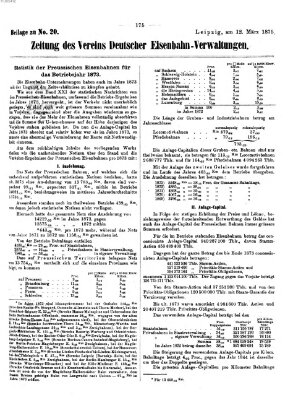 Zeitung des Vereins Deutscher Eisenbahnverwaltungen (Eisenbahn-Zeitung) Freitag 12. März 1875