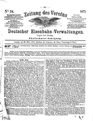 Zeitung des Vereins Deutscher Eisenbahnverwaltungen (Eisenbahn-Zeitung) Freitag 26. März 1875