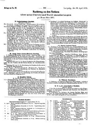 Zeitung des Vereins Deutscher Eisenbahnverwaltungen (Eisenbahn-Zeitung) Freitag 30. April 1875