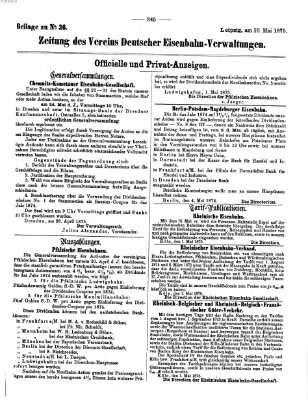 Zeitung des Vereins Deutscher Eisenbahnverwaltungen (Eisenbahn-Zeitung) Montag 10. Mai 1875