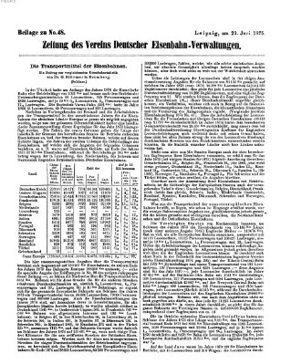 Zeitung des Vereins Deutscher Eisenbahnverwaltungen (Eisenbahn-Zeitung) Montag 21. Juni 1875