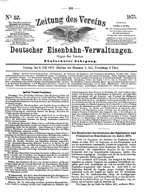 Zeitung des Vereins Deutscher Eisenbahnverwaltungen (Eisenbahn-Zeitung) Montag 5. Juli 1875