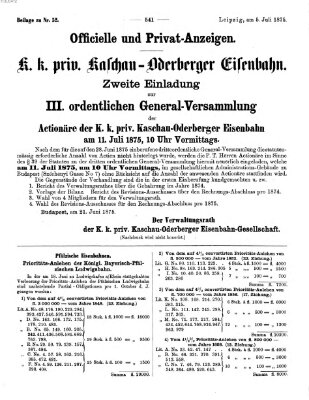 Zeitung des Vereins Deutscher Eisenbahnverwaltungen (Eisenbahn-Zeitung) Montag 5. Juli 1875