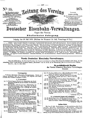 Zeitung des Vereins Deutscher Eisenbahnverwaltungen (Eisenbahn-Zeitung) Freitag 16. Juli 1875