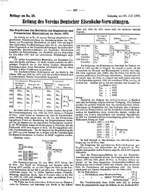 Zeitung des Vereins Deutscher Eisenbahnverwaltungen (Eisenbahn-Zeitung) Montag 26. Juli 1875