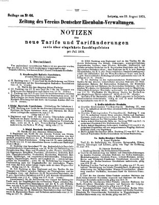 Zeitung des Vereins Deutscher Eisenbahnverwaltungen (Eisenbahn-Zeitung) Montag 23. August 1875