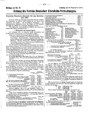 Zeitung des Vereins Deutscher Eisenbahnverwaltungen (Eisenbahn-Zeitung) Freitag 10. September 1875