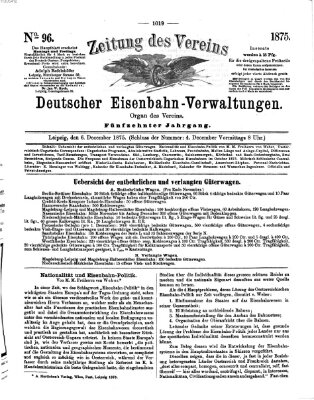 Zeitung des Vereins Deutscher Eisenbahnverwaltungen (Eisenbahn-Zeitung) Montag 6. Dezember 1875