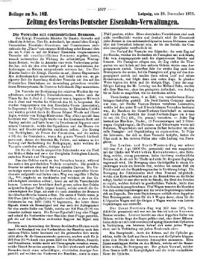 Zeitung des Vereins Deutscher Eisenbahnverwaltungen (Eisenbahn-Zeitung) Dienstag 28. Dezember 1875