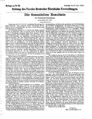 Zeitung des Vereins Deutscher Eisenbahnverwaltungen (Eisenbahn-Zeitung) Montag 28. Juni 1875