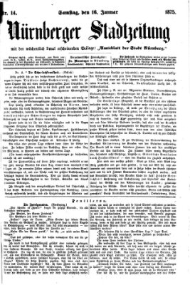 Nürnberger Stadtzeitung (Nürnberger Abendzeitung) Samstag 16. Januar 1875