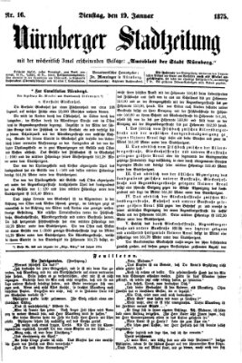 Nürnberger Stadtzeitung (Nürnberger Abendzeitung) Dienstag 19. Januar 1875