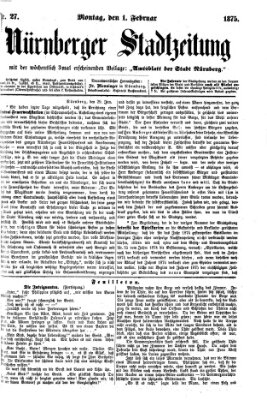 Nürnberger Stadtzeitung (Nürnberger Abendzeitung) Montag 1. Februar 1875