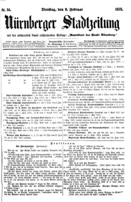 Nürnberger Stadtzeitung (Nürnberger Abendzeitung) Dienstag 9. Februar 1875