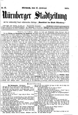 Nürnberger Stadtzeitung (Nürnberger Abendzeitung) Mittwoch 17. Februar 1875