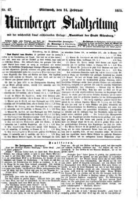 Nürnberger Stadtzeitung (Nürnberger Abendzeitung) Mittwoch 24. Februar 1875