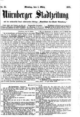 Nürnberger Stadtzeitung (Nürnberger Abendzeitung) Montag 1. März 1875