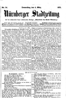 Nürnberger Stadtzeitung (Nürnberger Abendzeitung) Donnerstag 4. März 1875