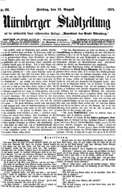 Nürnberger Stadtzeitung (Nürnberger Abendzeitung) Freitag 13. August 1875