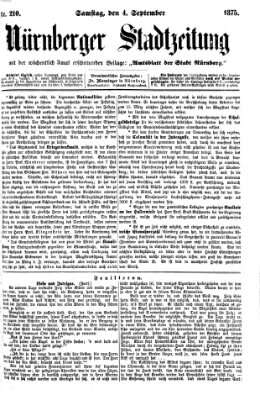 Nürnberger Stadtzeitung (Nürnberger Abendzeitung) Samstag 4. September 1875