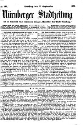 Nürnberger Stadtzeitung (Nürnberger Abendzeitung) Samstag 11. September 1875