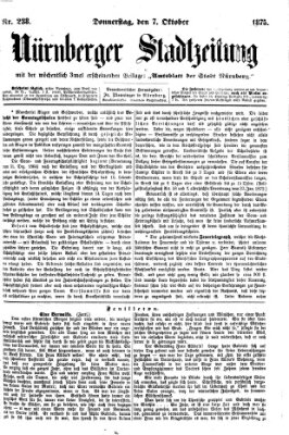 Nürnberger Stadtzeitung (Nürnberger Abendzeitung) Donnerstag 7. Oktober 1875