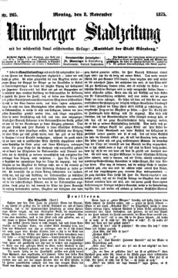 Nürnberger Stadtzeitung (Nürnberger Abendzeitung) Montag 8. November 1875