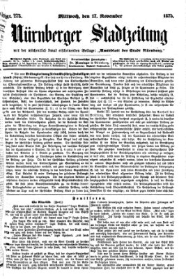 Nürnberger Stadtzeitung (Nürnberger Abendzeitung) Mittwoch 17. November 1875