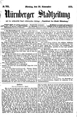 Nürnberger Stadtzeitung (Nürnberger Abendzeitung) Montag 29. November 1875