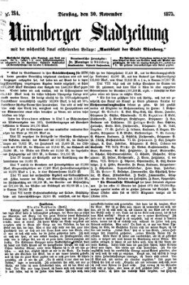 Nürnberger Stadtzeitung (Nürnberger Abendzeitung) Dienstag 30. November 1875