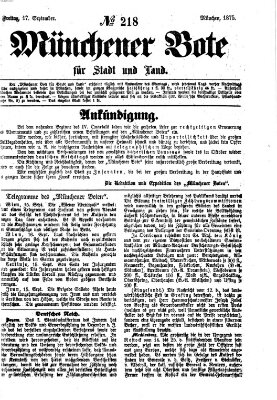 Münchener Bote für Stadt und Land Freitag 17. September 1875