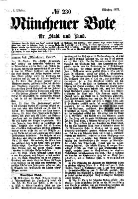 Münchener Bote für Stadt und Land Freitag 1. Oktober 1875