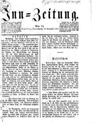 Inn-Zeitung Donnerstag 16. September 1875