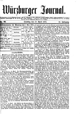 Würzburger Journal Samstag 17. April 1875