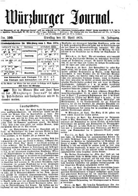 Würzburger Journal Dienstag 27. April 1875