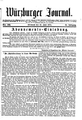 Würzburger Journal Mittwoch 16. Juni 1875