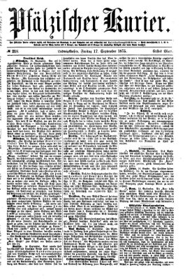 Pfälzischer Kurier Freitag 17. September 1875