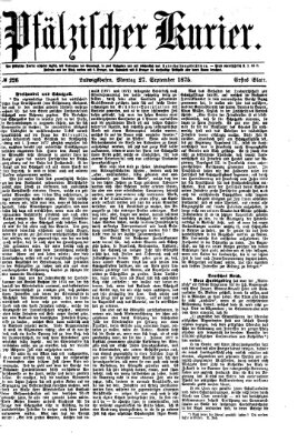 Pfälzischer Kurier Montag 27. September 1875