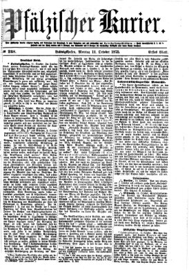 Pfälzischer Kurier Montag 11. Oktober 1875